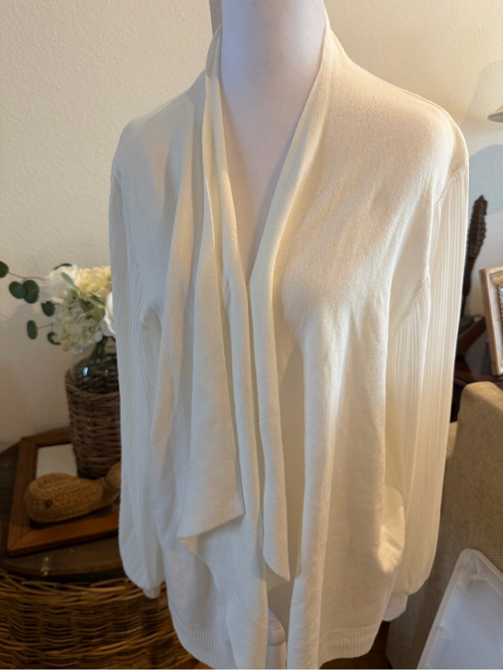 Sioni Cream Lightweight Open-Front Cardigan